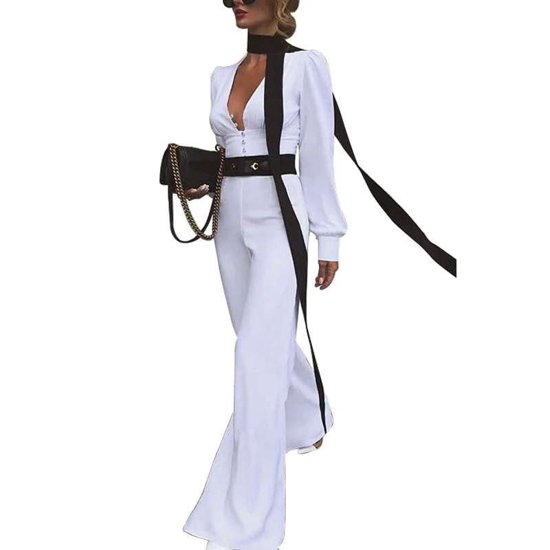 Женский Повседневный комбинезон с широкими штанинами Облегающий длинным