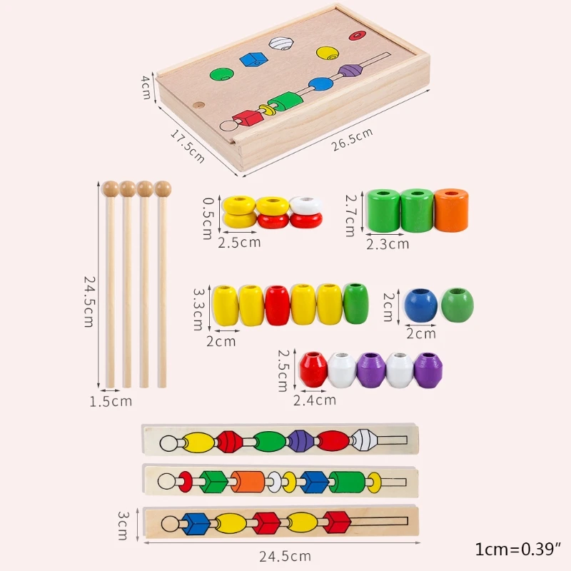 

Bead Sequencing Set with 46 Wooden Beads &4 One-Sided Pattern Boards 85DE