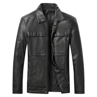 leather jacket men 2021 spring and autumn fashion casual mens solid color lapel zipper slim motorcycle pu mens leather jacket