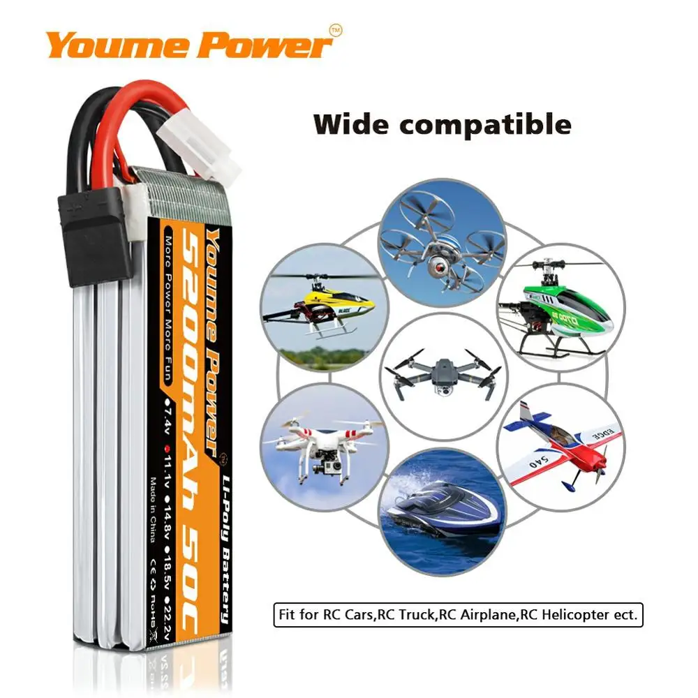 Youme 3s lipo батарея 11 1 v 5000mah 5200mah 50C с разъемом Deans для trex 1/12 1/10 RC автомобиль грузовик