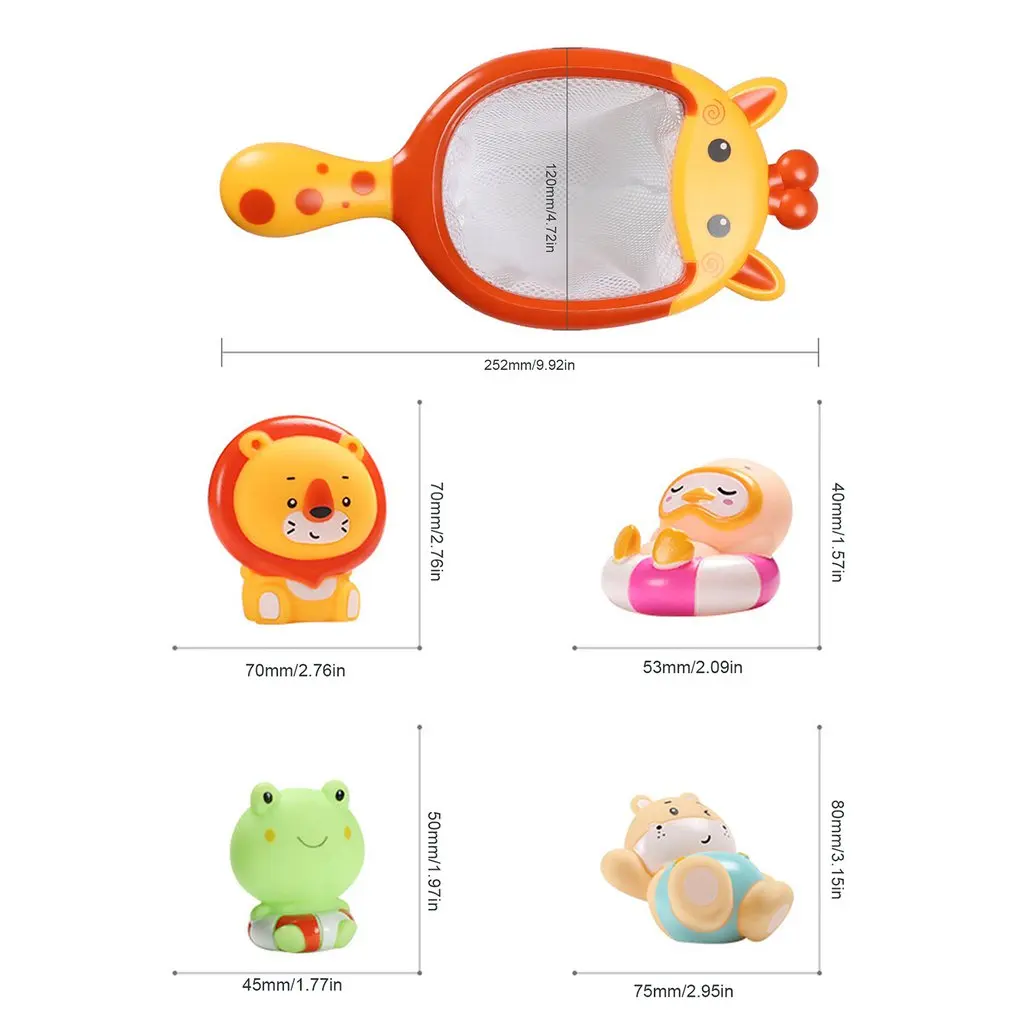

7PCS/Sets Baby Mesh Fish Bathtub Toy Network Bag Pick up Duck Fish Swimming Classes Summer Play Bath Doll Water Spray Toys
