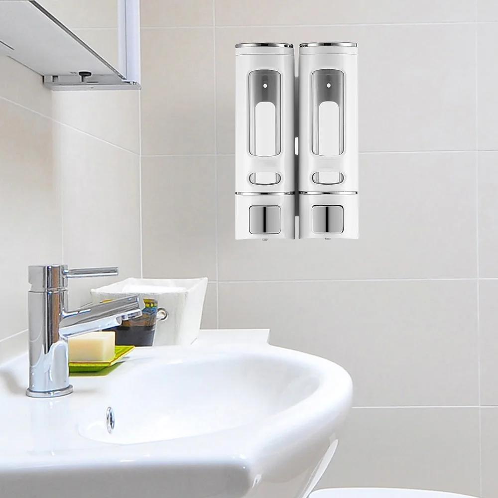 Настенный дозатор для жидкого мыла пластиковый 400 мл бутылка с моющим средством