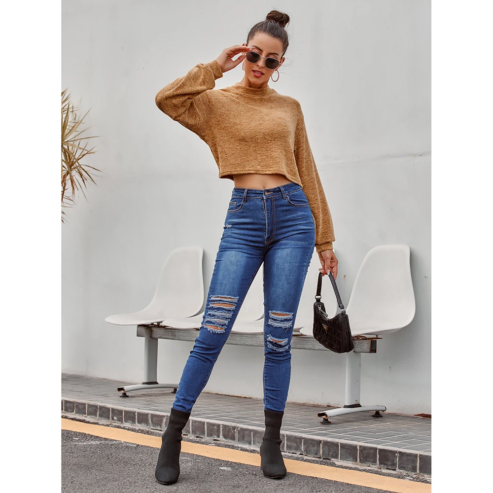 

European American Hot-Selling Women's Autumn Winter Fashion New Loose Half-High Collar Short Loose Sweater