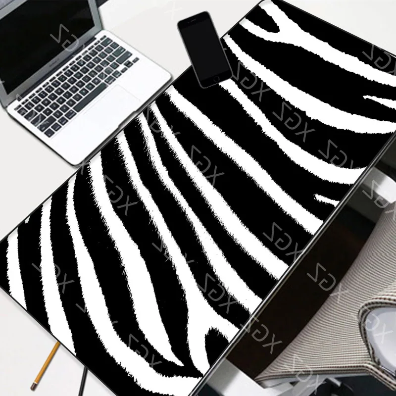 Игровой резиновый коврик для мыши XGZ Zebra в черно белую полоску большой