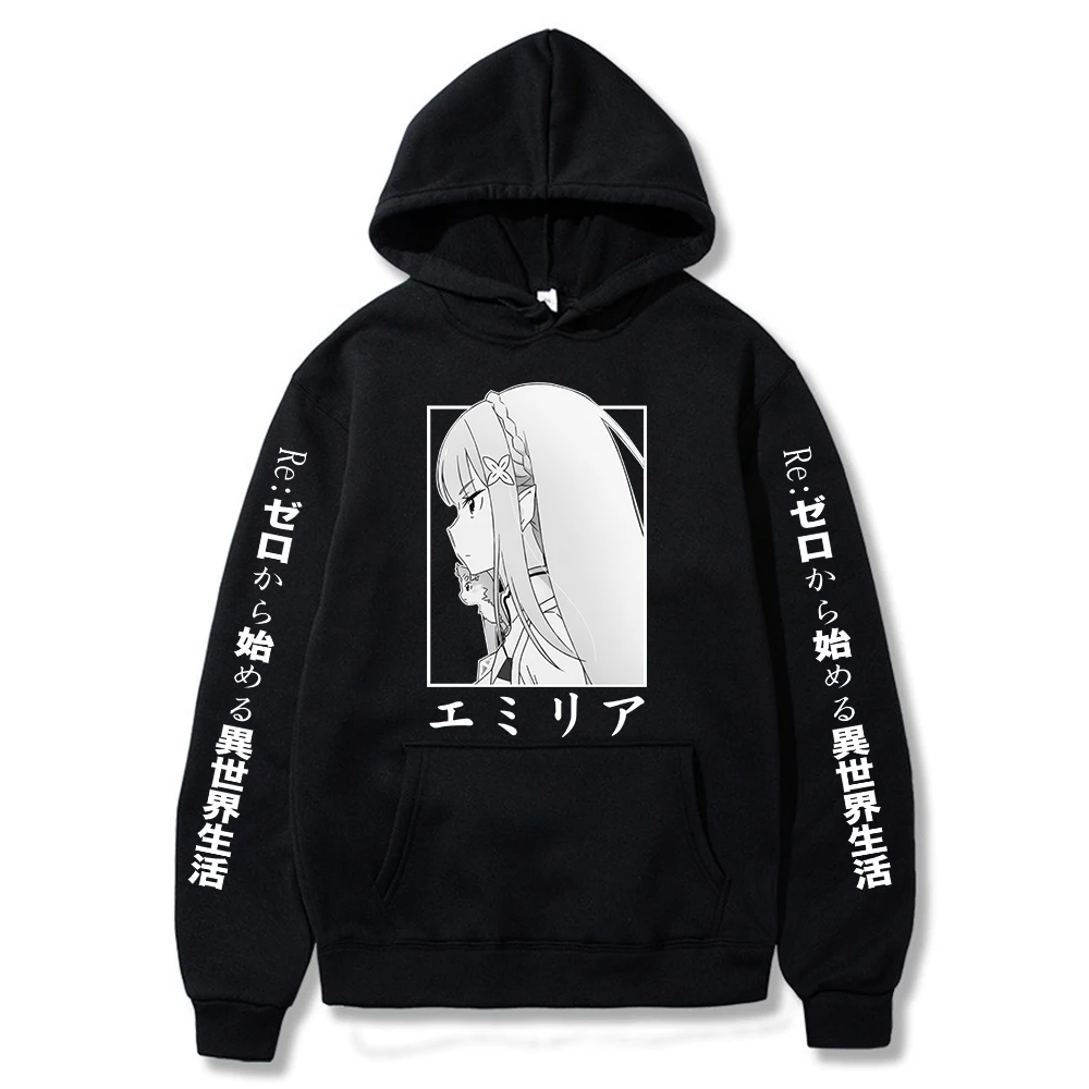 

Re:zero -starting Life in Another World Harajuku Streetwear Casual Emilia Hoodie Tops Anime Sweatshirts Clothes Unisex