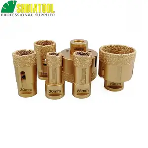 SHDIATOOL 6 шт.компл. вакуумные пайки Алмазные сверла коронки гранитный мрамор фарфор M14 резьбовые сверла 202530355065 мм