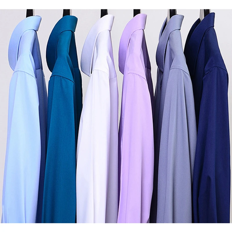 

Spring Bamboo Fiber Stretch Shirt Men's Long-sleeved Korean Business Professional Formal Wear Non-iron Office Shirts