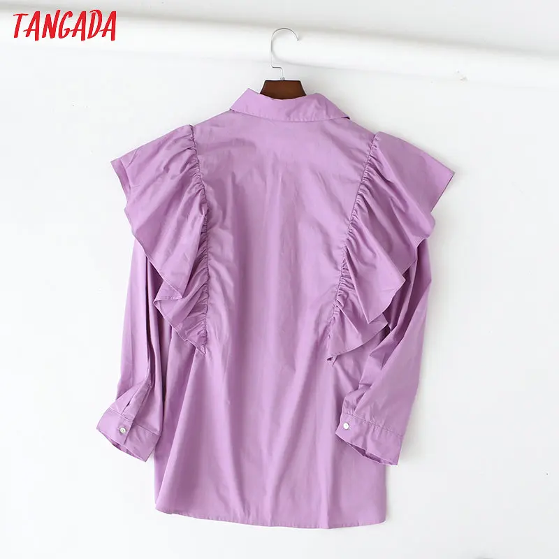 Блузка женская оверсайз с оборками отложным воротником и длинным