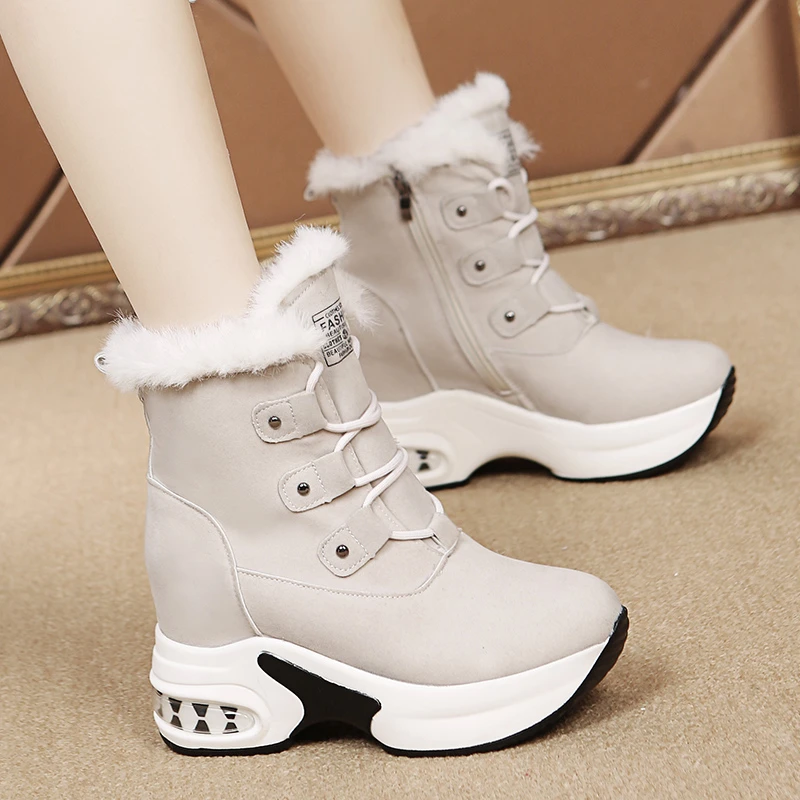 

Женские ботильоны 2021, модные теплые плюшевые зимние ботинки, ботинки на молнии в стиле ретро для женщин, ботинки на платформе, женская обувь
