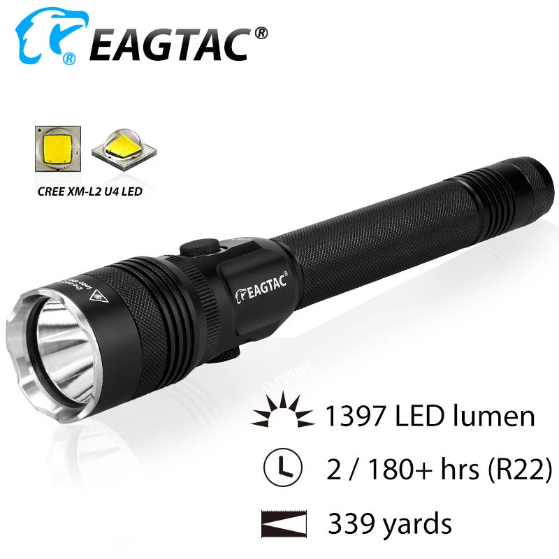 EAGTAC GX25L2 1397 Lumens Police Duty Light Rechargeable LED Flashlight Programmable Modes Strobe Tactical Torch