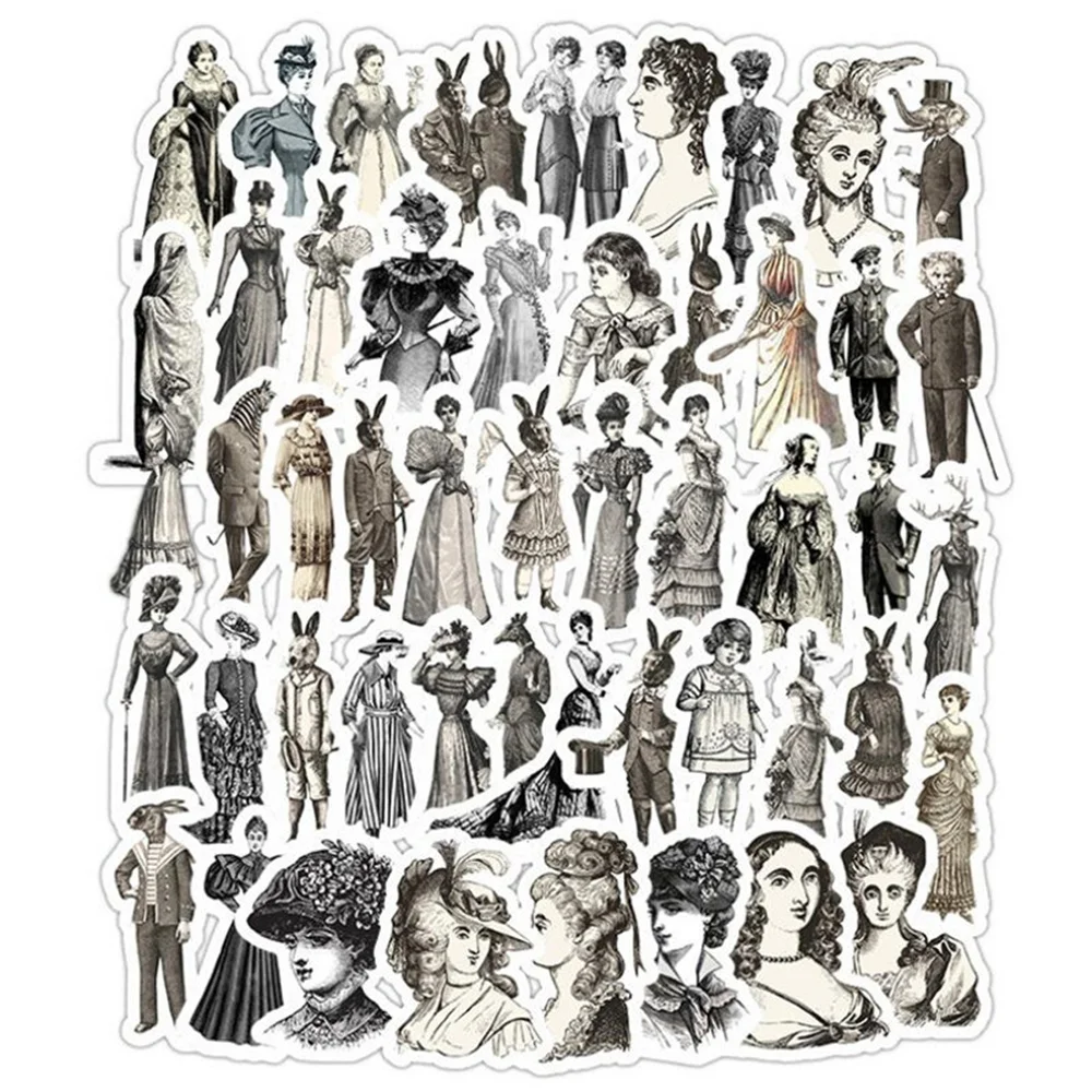 

10/30/50PCS Cartoon Retro Woman Diary Stationery Box Graffiti Suitcase Laptop Toy Decoration Waterproof Stickers Wholesale