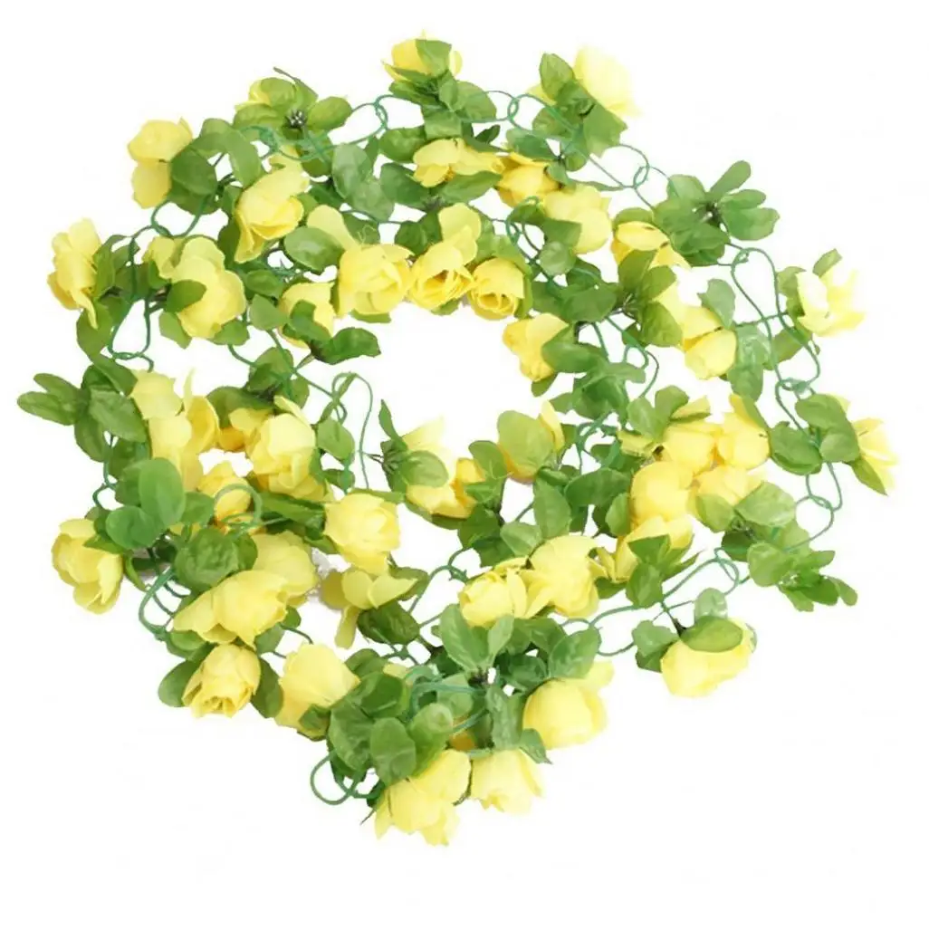 Искусственный ротанг Желтая роза ротанговая лоза растение для свадьбы Гирлянда