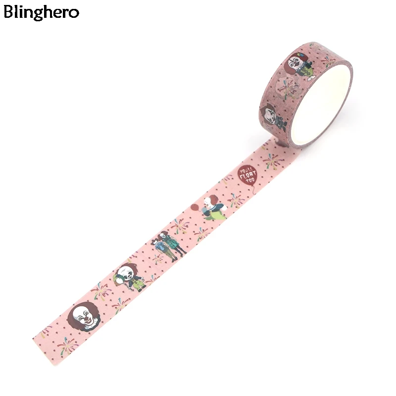 Blinghero Ghost 15 мм X 5 м Васи клейкие ленты ужас маскировки мультфильм клоун печати
