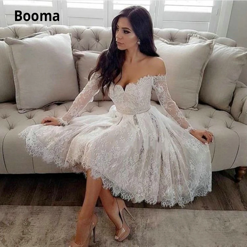 Женское Короткое свадебное платье Booma элегантное ТРАПЕЦИЕВИДНОЕ кружевное с