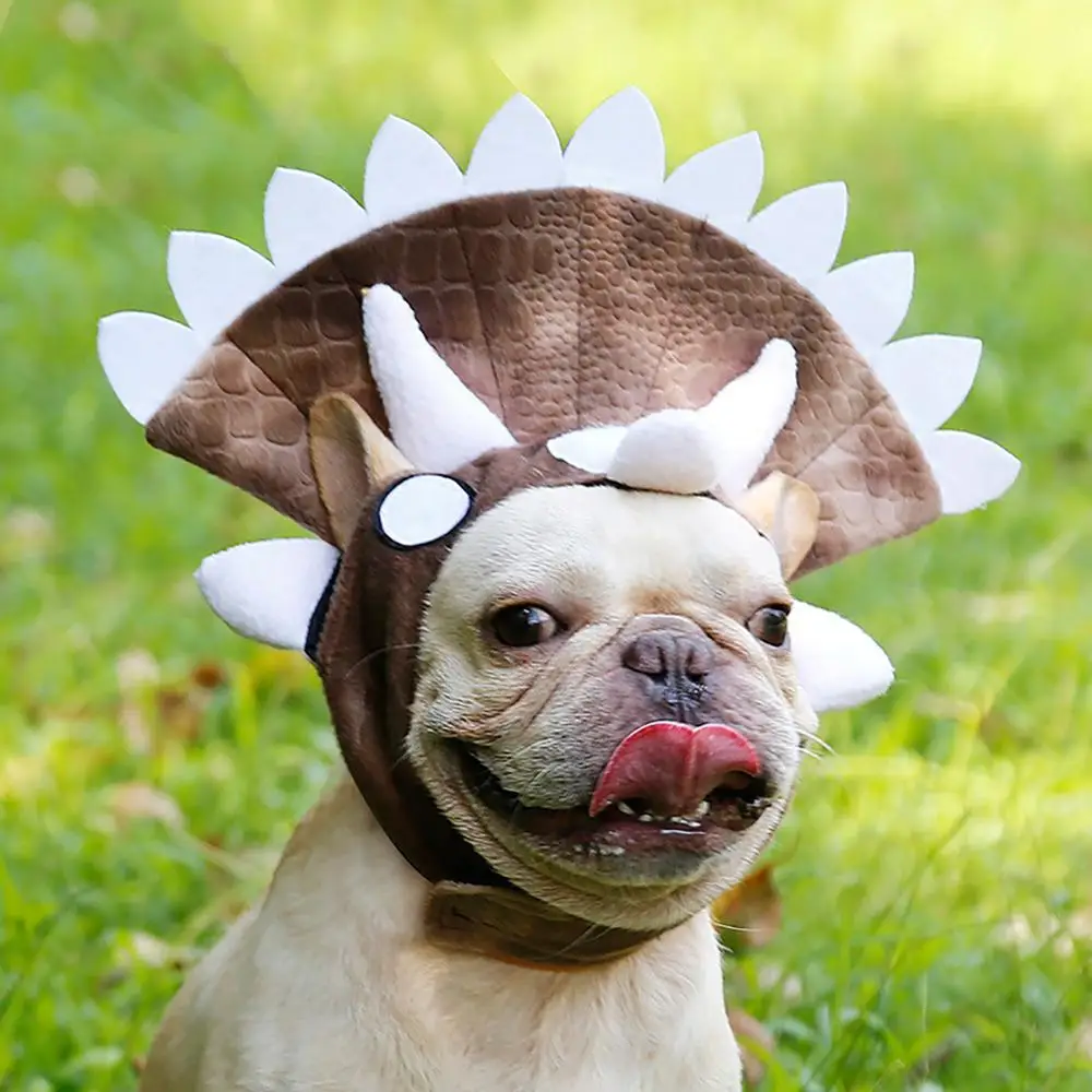Декоративная шляпа для собаки на Хеллоуин Трицератопс дизайн динозавра шапка