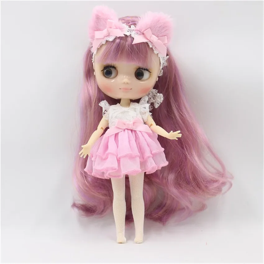 Кукла Middle Blyth Цвет: фиолетовый розовый желтый платье кошачьими ушками на капюшоне