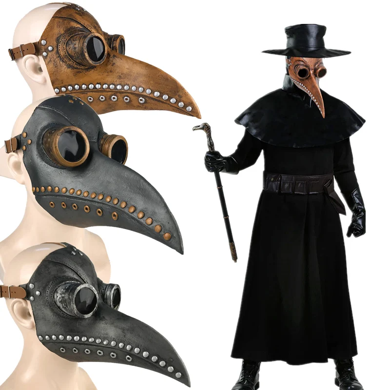 

Halloween Plague Doctor Masks PU Leather Medieval Steampunk Mask For Face Fashion Bird Beak Mask Halloween Cosplay Prop