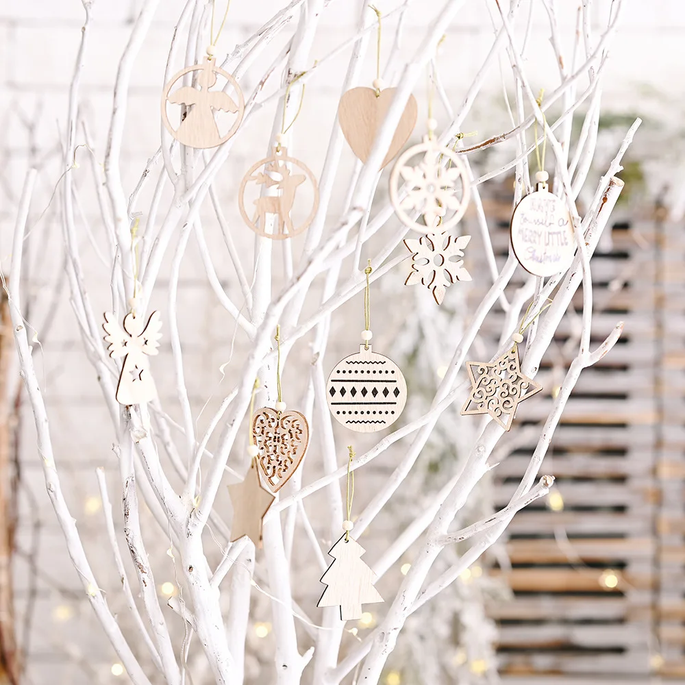 12 шт./кор. рождественские деревянные подвески Xmas Tree Висячие украшения DIY Изделия