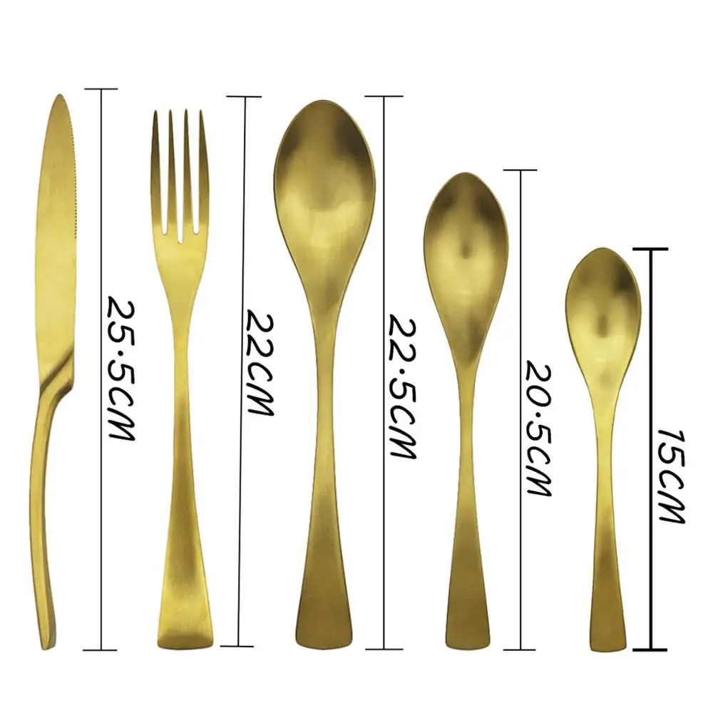 

24pcs/set Rainbow Dinnerware Set 304 Stainless Steel Cutlery Set Knife Dessert Fork Spoon Dinner Set Kitchen Matte Tableware Set