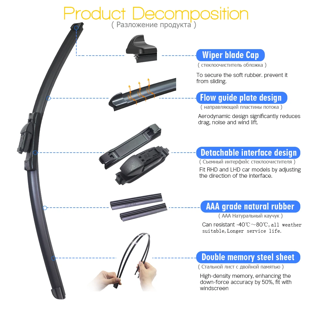 Автомобильный стеклоочиститель Buildreamen2 бескаркасные подходят для кнопочных