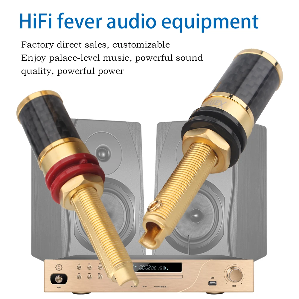 Красная медная углеродная волоконная переплетная клемма с золотым/родиевым