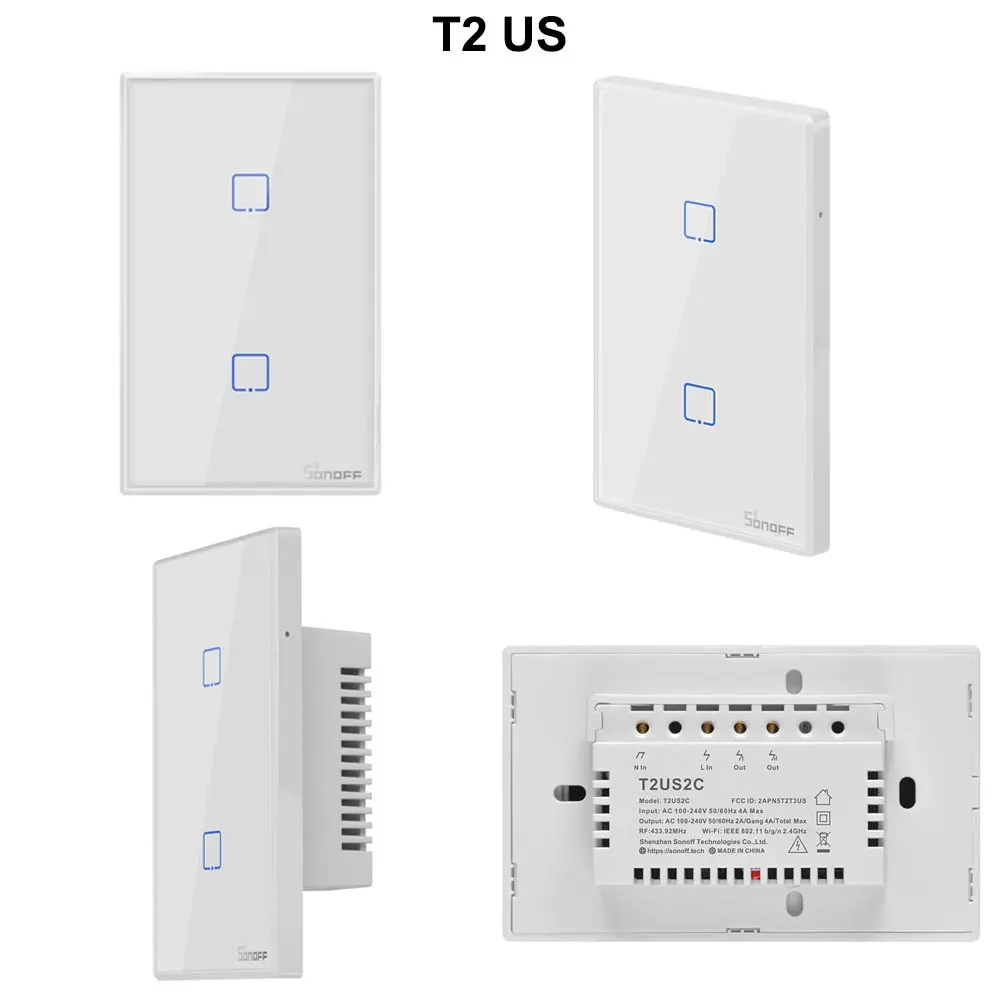 Sonoff T1 США умный Wifi настенный светильник переключатель 1 2 3 Банды сенсорный/WiFi/315 RF/APP пульт дистанционного управления умный дом настенный сенсорный переключатель работает с Alexa