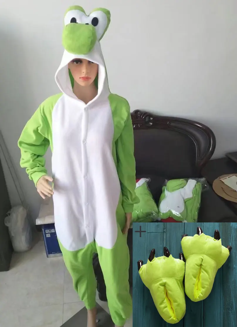 Светло-зеленый Пижамы для взрослых Yoshi onesies, мультяшная Пижама Kigurumi, Маскарадные костюмы, пижама с животными, одежда для сна - Цвет: Светло-зеленый