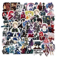 50pcs black butler sticker pack for children gifts cute cartoon anime stickers to stationery laptop suitcase guitar fridge car