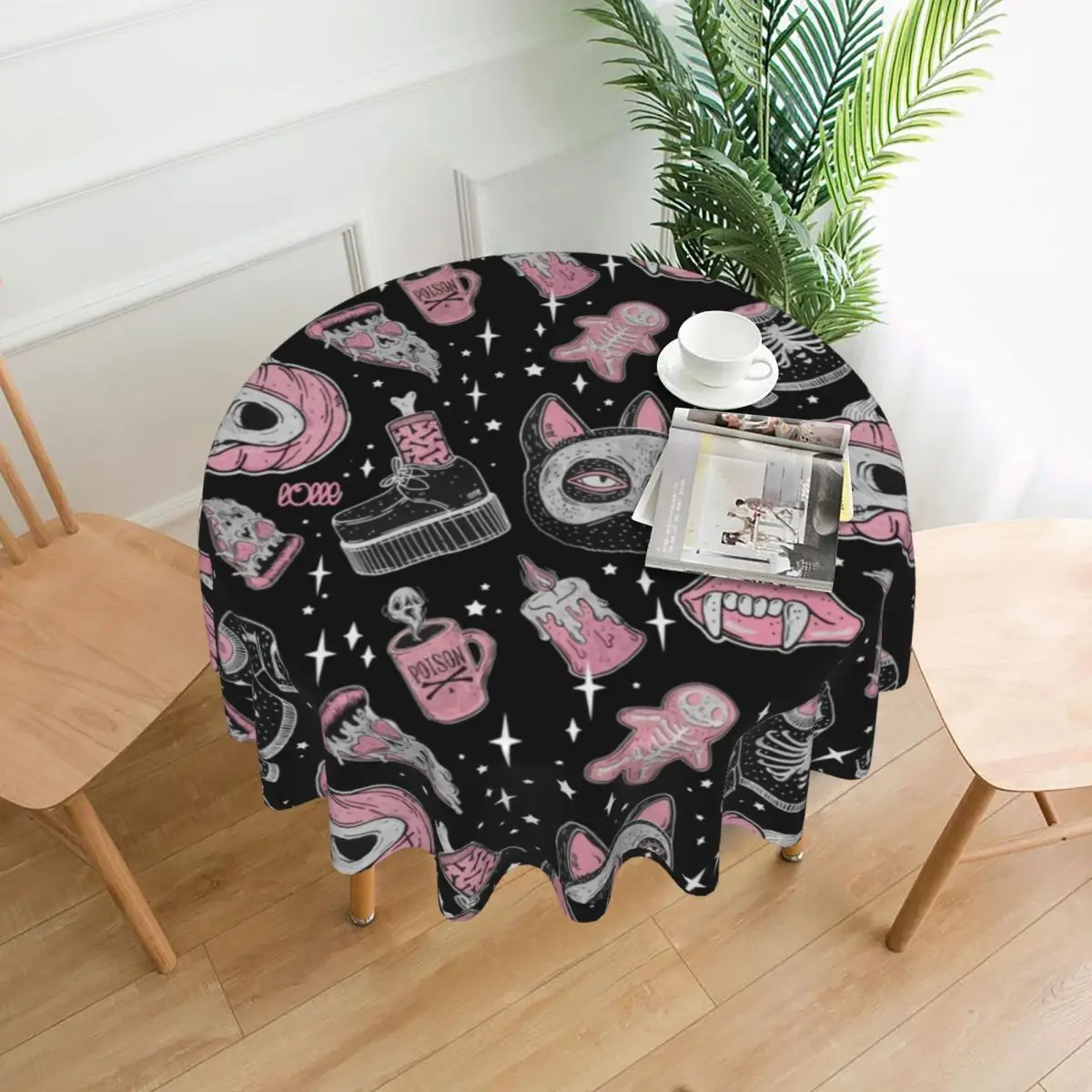 

Halloween Cat Harajuku Pumpkin Tablecloth Funny Creepy Elegant Printed Table Cover Desk Cheap Decoration Polyester Table Cloth