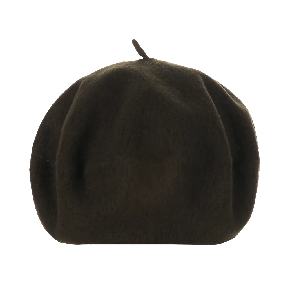 army green 1 шт. Новые горячие шерстяные шапки-береты женская зимняя французская Шляпа Сплошной Цвет Мода Осень Зима плоская кепка, шапка Повседневная войлочная шапочка береты - Цвет: army green
