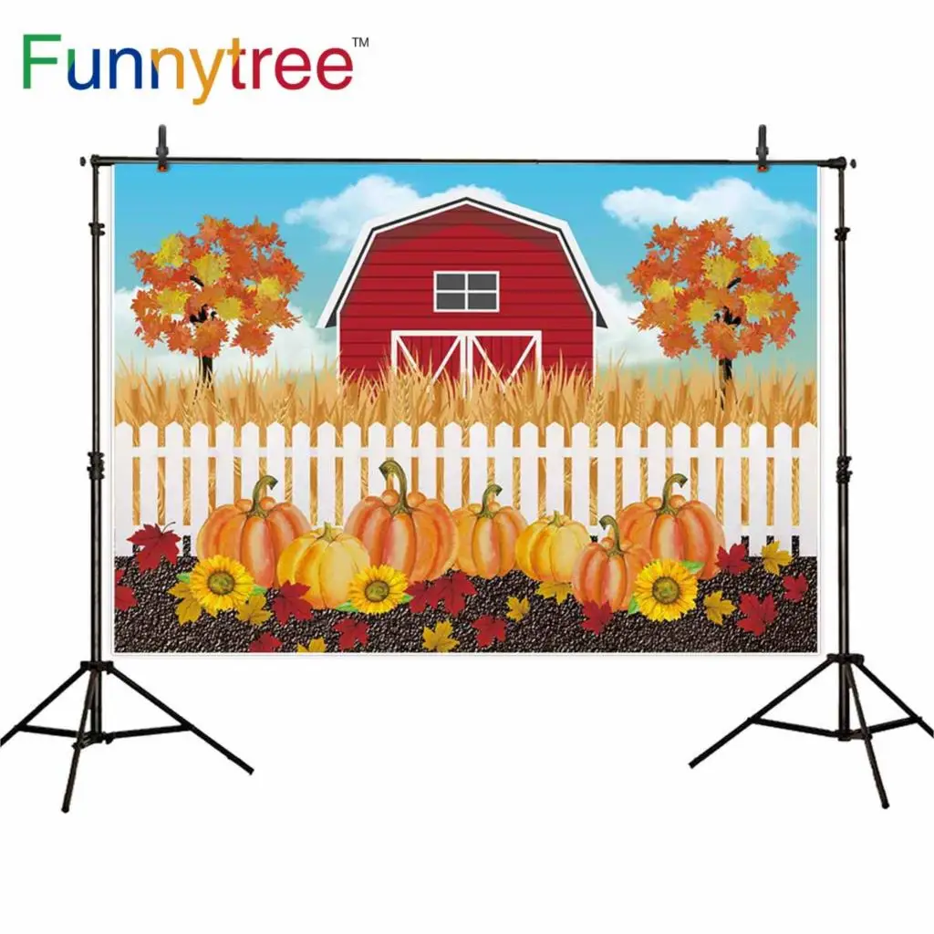 Фон для фотосъемки Funnytree детский праздник день рождения дерево тыква осенний
