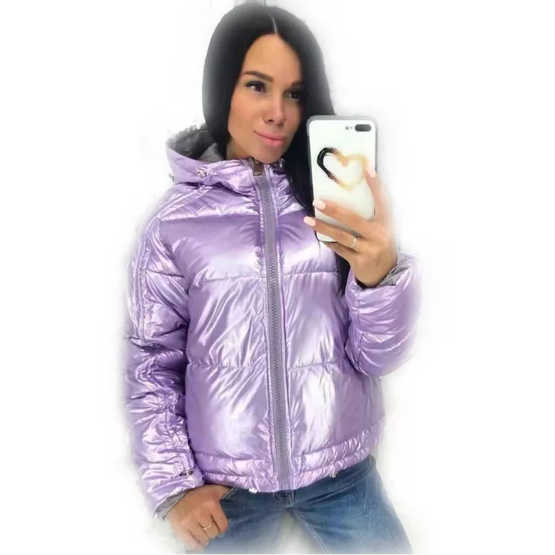 FORERUN глянцевая женская куртка с хлопковой подкладкой теплая водонепроницаемая