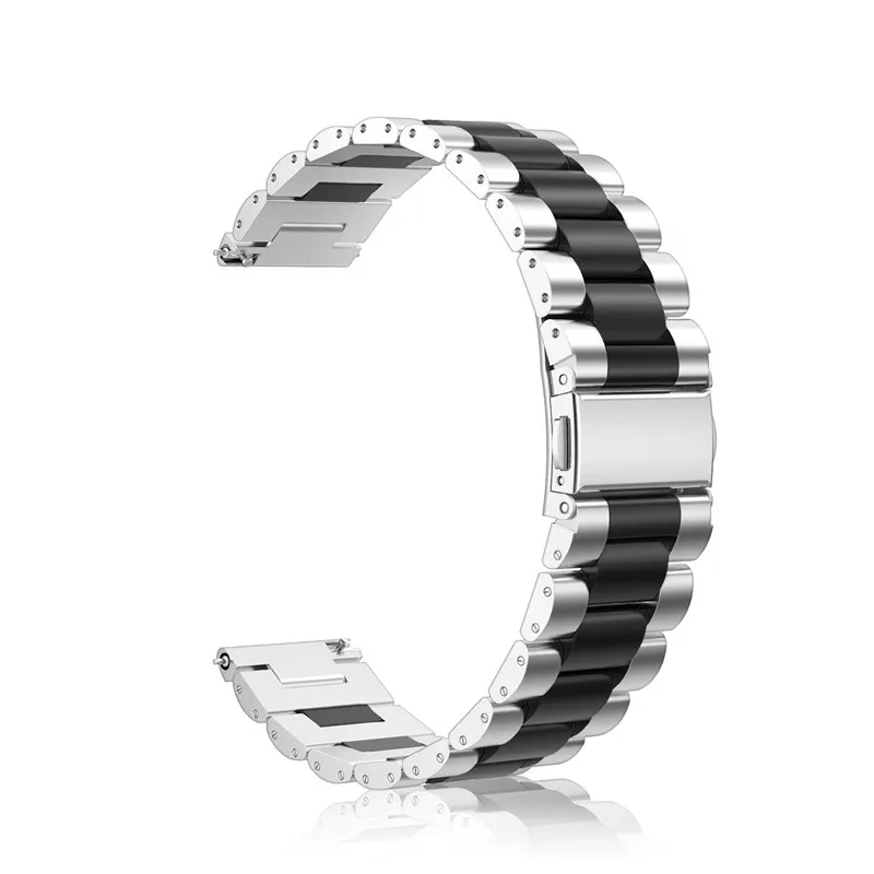 silver black Для samsung galaxy watch active 20 мм Твердый металлический браслет из нержавеющей стали ремешок для galaxy watch active 2 40 мм 44 мм - Цвет ремешка: silver black