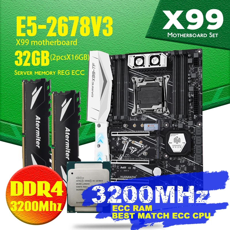 X99 TF набор материнских плат DDR4 и DDR3 LGA2011 3 LGA 2011 Intel Ксеон E5 2678 V3 16 Гб х 2 шт = 32 3200 МГц