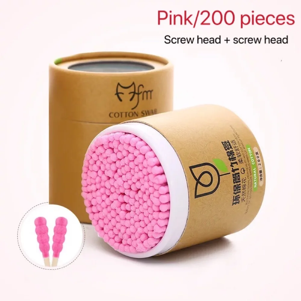 

200 cotton swabs in barrels, double-headed bamboo stick cosmetic cotton swabs, disposable cotton swabs, selected cotton, tough b