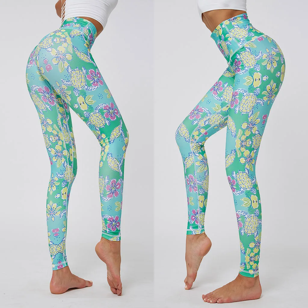 Йога Брюки для женщин высокая талия с рисунком спортивные Леггинсы фитнеса