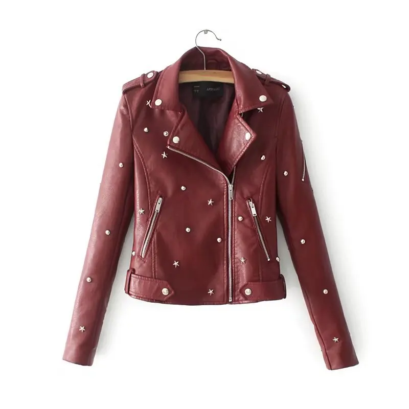 

Spring Women Leather Jacket 2020 New Fashion Short Winter Feminine Coat Faux Pu Black Blazer Rivet Motorcycle Outwear