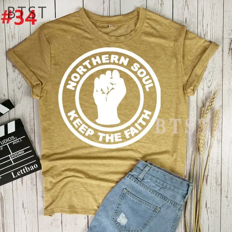 

Northern Soul Keep Summer 90s Printed T Shirt Ladies Casual Harajuku Graphic Short Sleeve Women T Shirt O Neck Top Tees T-Shirts