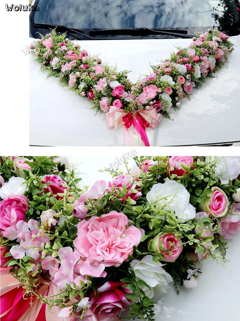 Украшение для автомобиля узел свадьбы Большой V-образный искусственный цветок