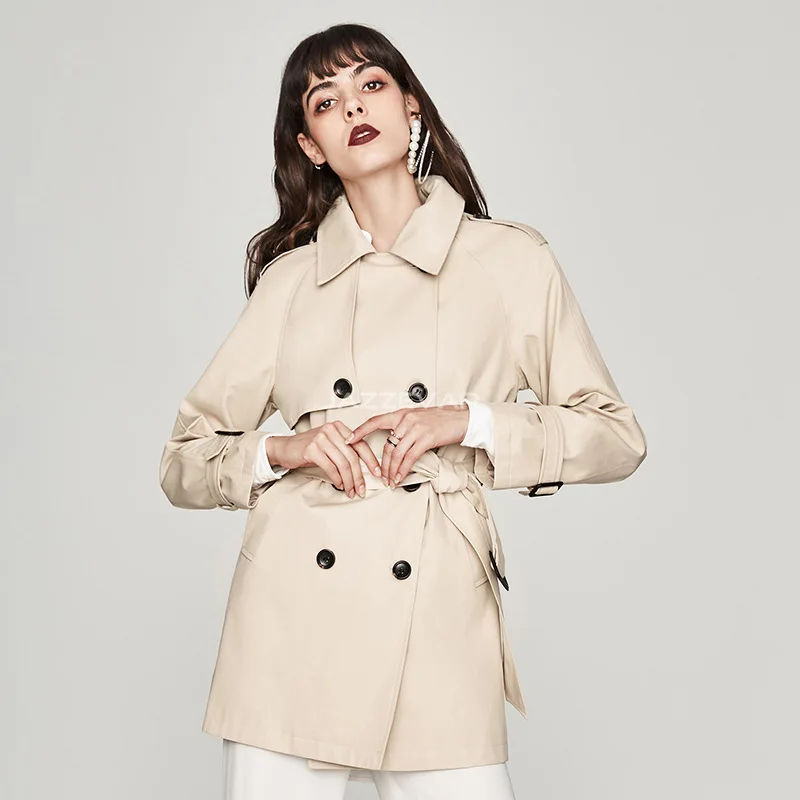 

2020 new mid-length windbreaker women new Korean style spring and autumn small windbreaker women counter quality