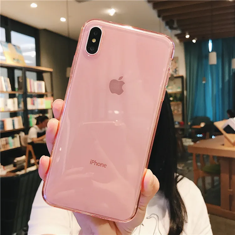 Розовый Lovebay карамельный цвет чехол для телефона для iPhone 11 Pro XR 7 8 6 6s Plus X XS Max цвет прозрачный Ультратонкий Мягкий ТПУ задний чехол s - Цвет: Розовый