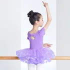 Балетное платье для девочек, гимнастическое трико, платье для бальных танцев с длинным рукавомкороткая балетная пачка, Детский костюм для выступлений