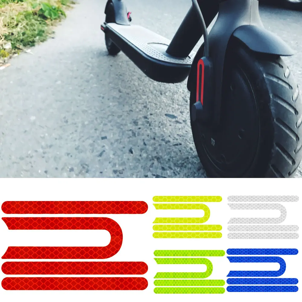 

Scooter Reflective Sticker Frame Pedal Sticker Front & Rear Wheel Bicycle DIY Sticker for Electric Scooter Outdoor Night Cycling