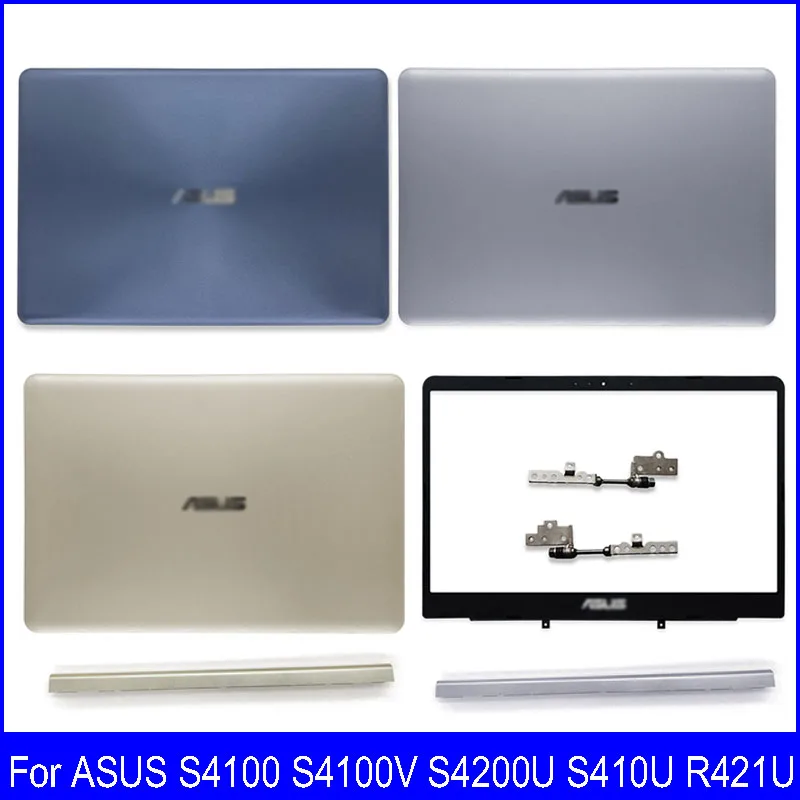 

Новая задняя крышка для ноутбука ASUS S4100, S4100V, S4200U, S410U, серия R421U, передняя панель, петли, петли, крышка, золотой, серый, синий пластик