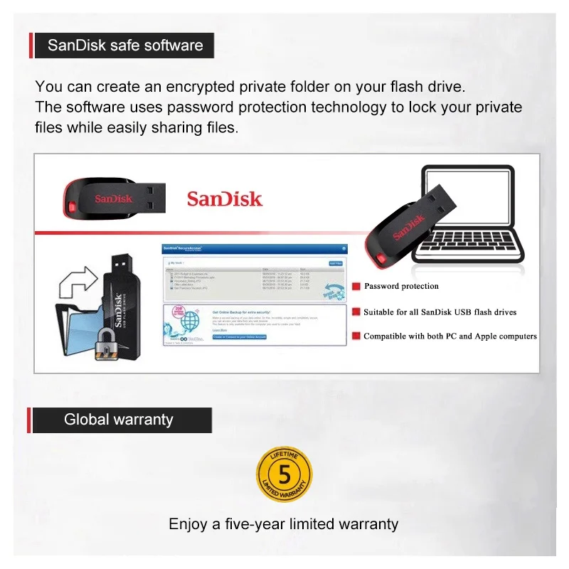 USB флеш накопитель Sandisk 16 ГБ 32 CZ50 mini Cle 2 0 64 128 ГБ|USB флэш-накопители| |
