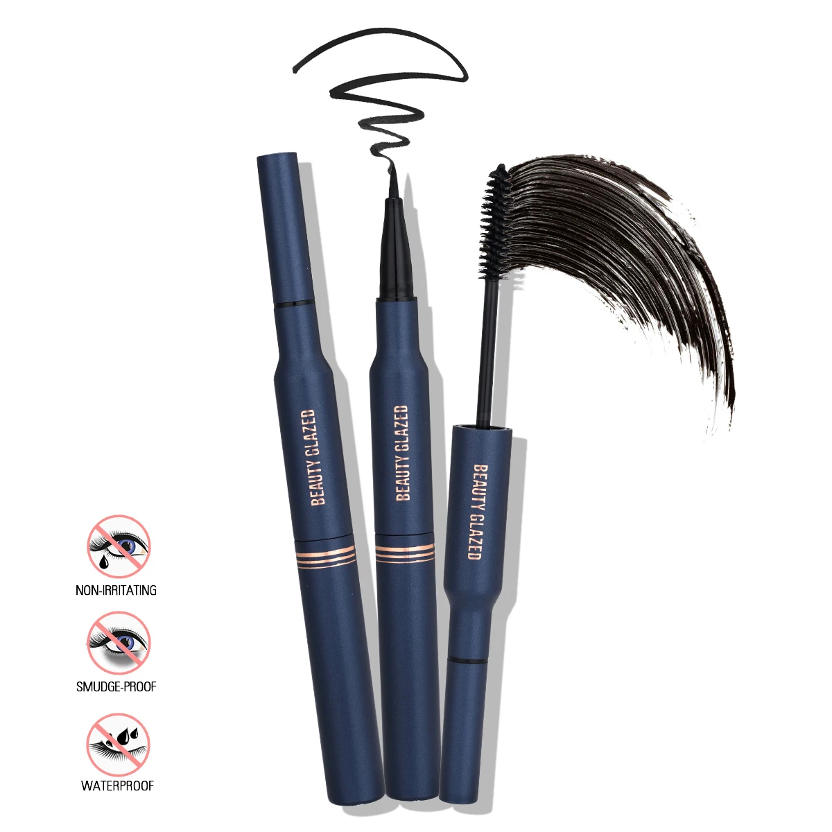 

Makeup Beauty Glazed 2 in 1 Eyeliner and Mascara Easy to Wear Long-Lasting Black Liquid Waterproof