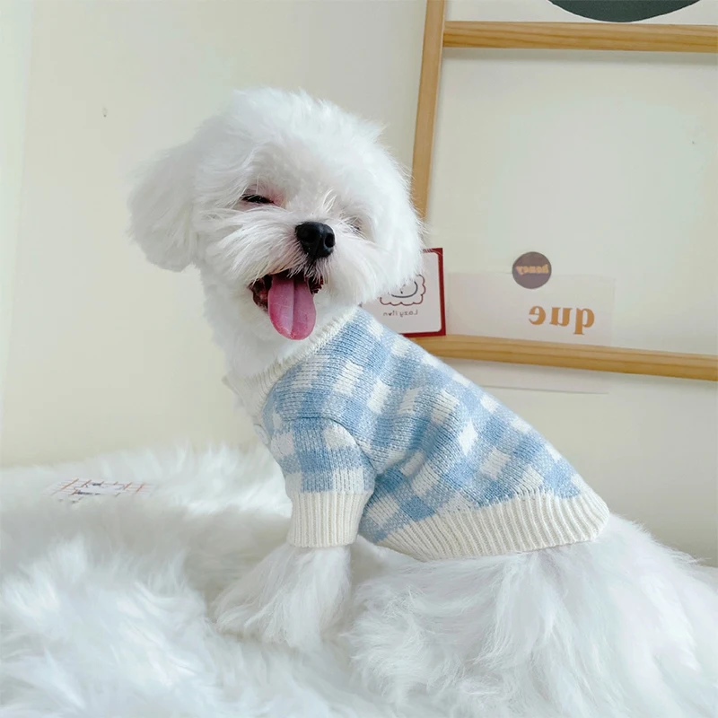 

Синий свитер для домашних животных, куртка для щенков, котят, осенне-зимний свитер для кошек, пальто для домашних животных, свитер, плюшевый ...