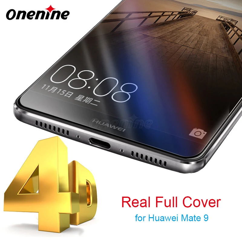 Закаленное стекло Onenine 4D для Huawei Mate 9 Защитная пленка экрана 3D изогнутая 9H Mate9 2 5|glass