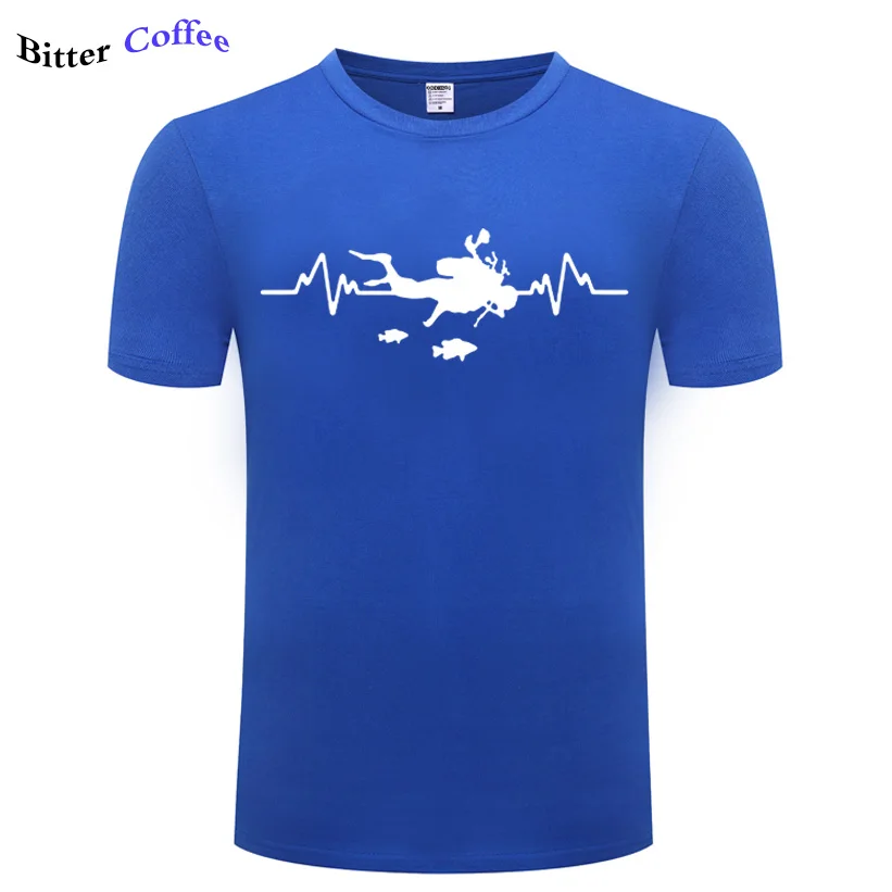 Мужская хлопковая футболка с коротким рукавом круглым вырезом для подводного