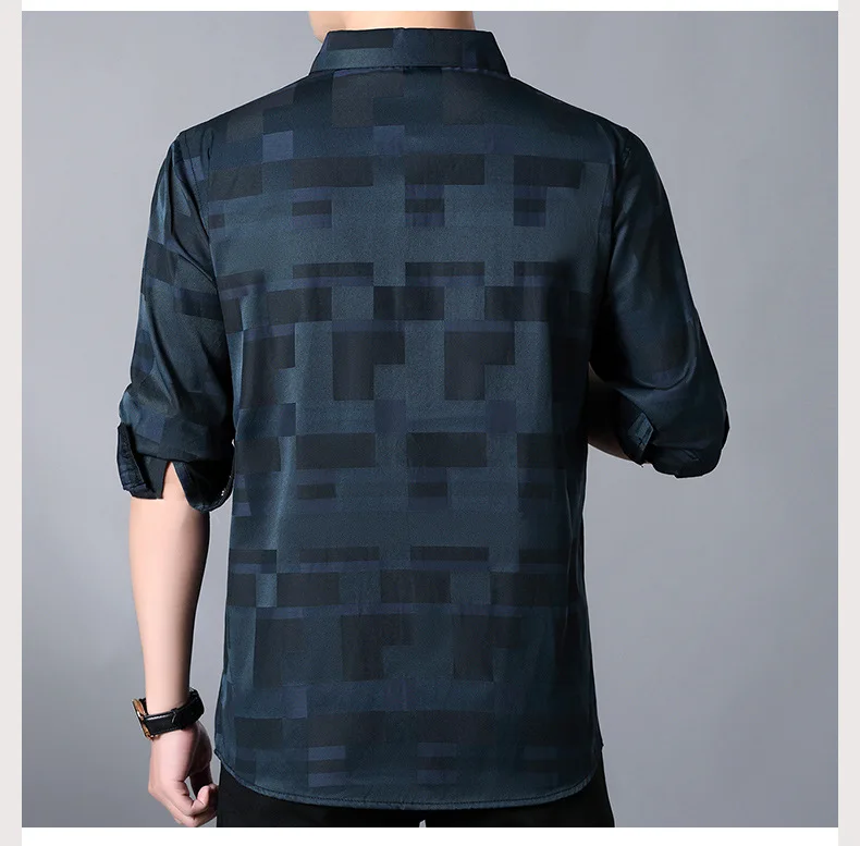 

New Men Business Shirts Long Sleeve Shirts Male Stylish Dress Tops 2020 New Arrived Turn Down Collar Brand Casual Plaid Shirt